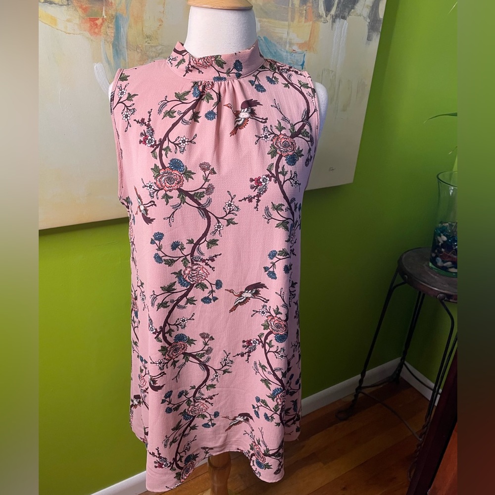 Dusty rose high collar dress